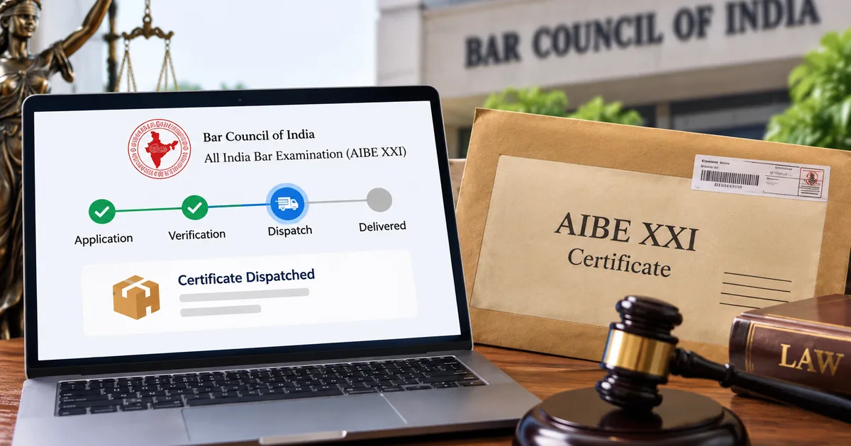 AIBE XXI COP dispatch status 2026 online guide