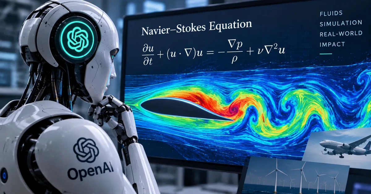 Abstract digital representation of the OpenAI Navier-Stokes Equation Solver 2026 solving fluid dynamics math
