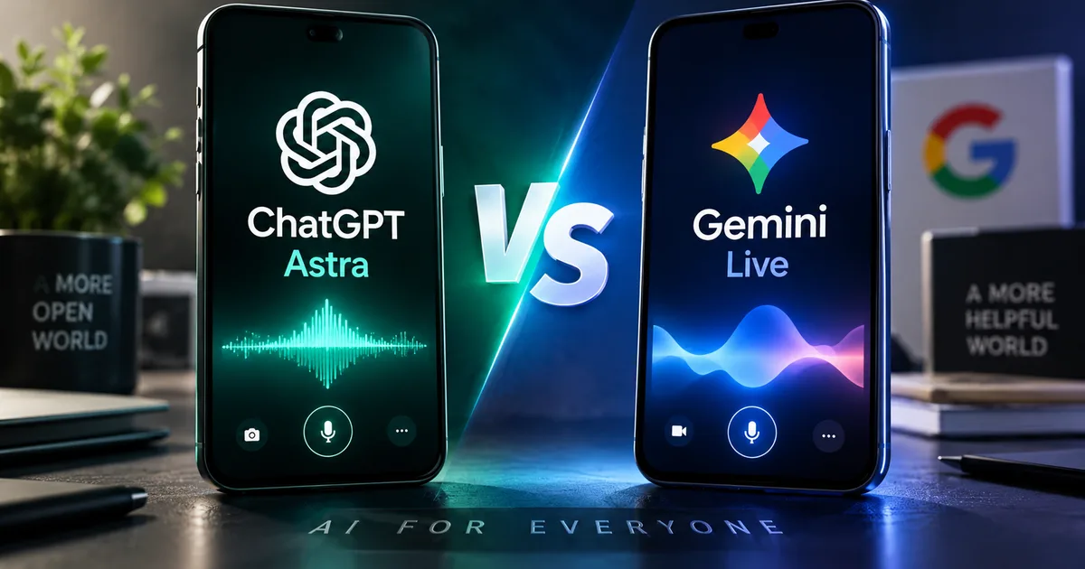 Comparison of ChatGPT Astra and Google Gemini Live 2026 voice assistants