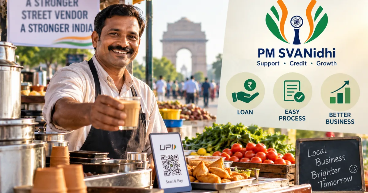 A street vendor working at a vegetable stall, representing the PM SVANidhi Scheme 2026.