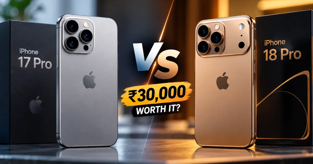 Apple iPhone 18 Pro next to iPhone 17 Pro comparing camera and display sizes