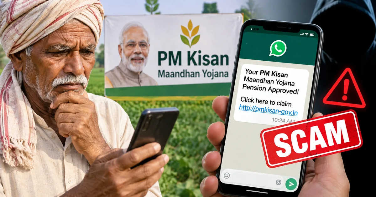 Fake PM Kisan Maandhan Yojana 2026 pension approval WhatsApp link scam warning