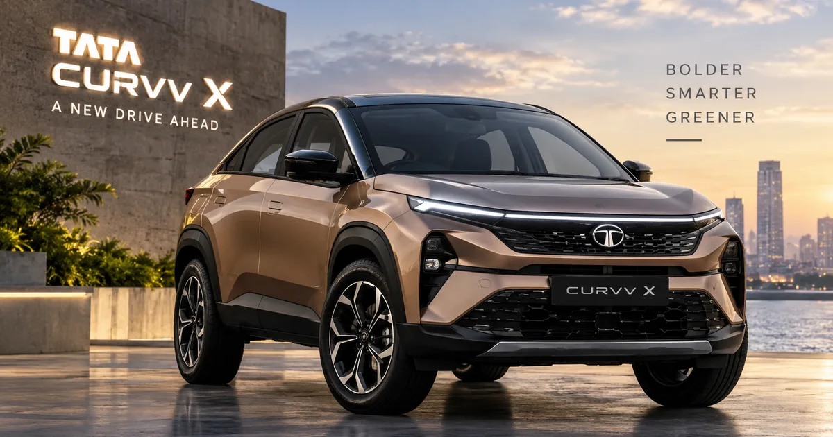 Tata Curvv X 2026 India launch showing the sleek front profile