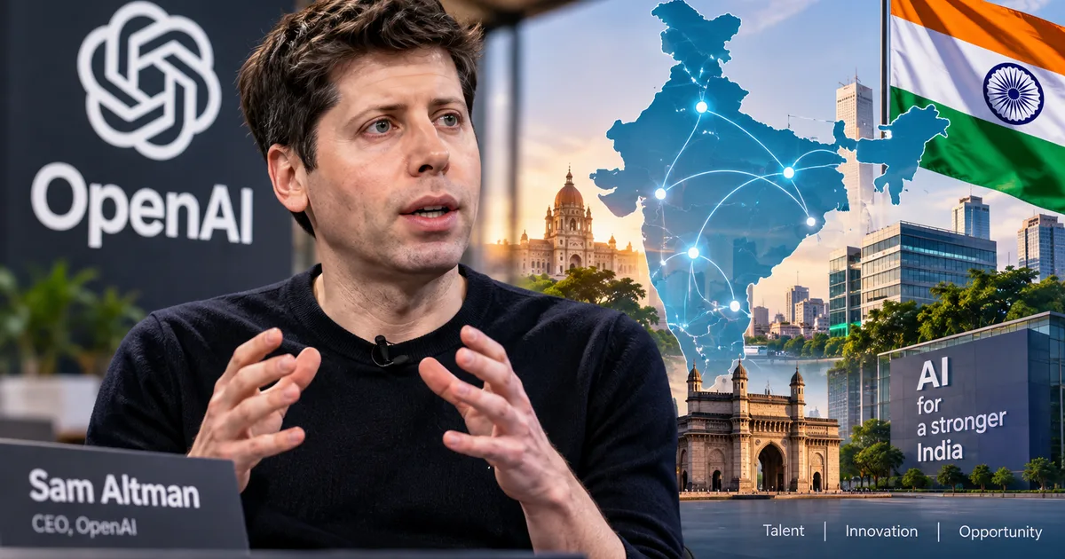 Sam Altman 2026 OpenAI India Strategy overview with AI tech background