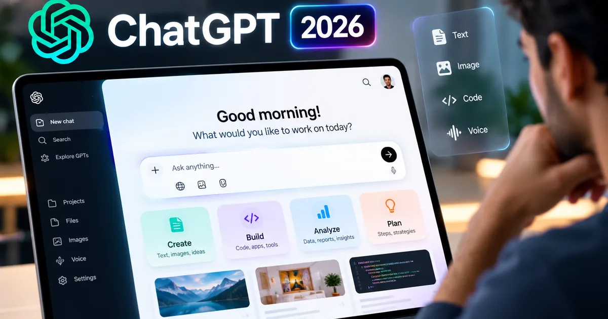 ChatGPT Intelligent UI 2026 update displayed on a smartphone screen next to a laptop