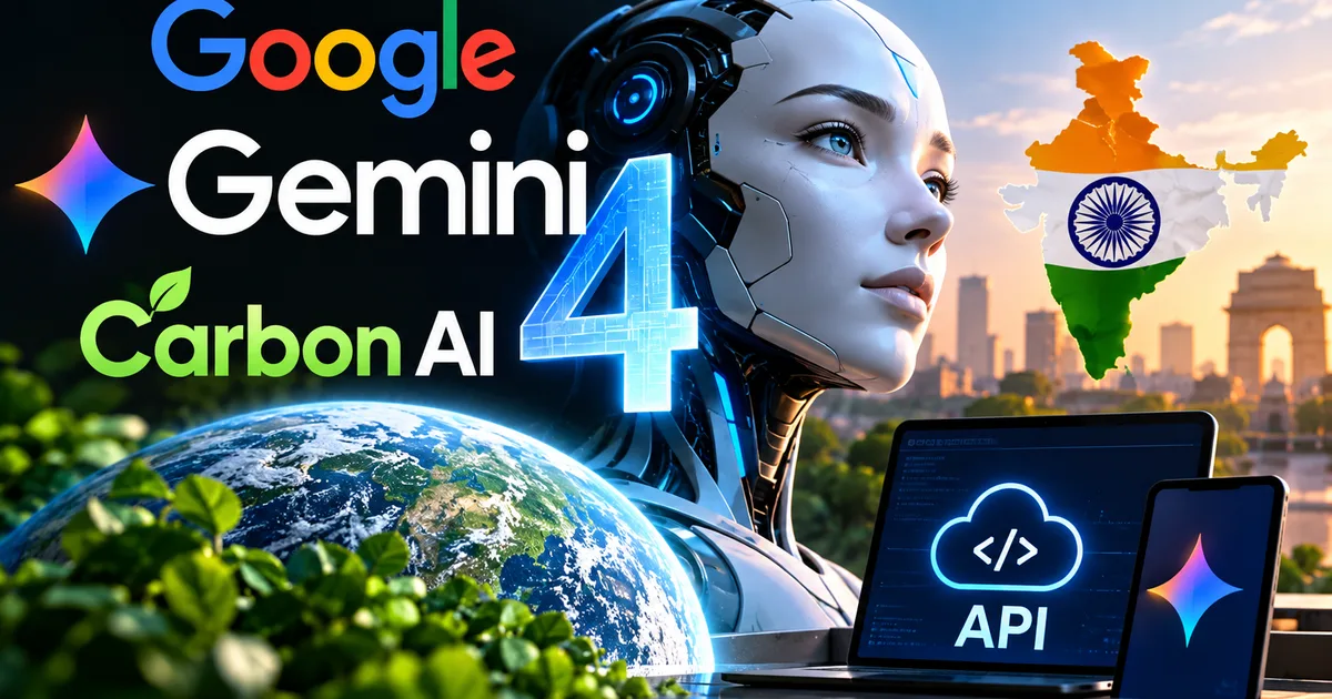 Google Gemini 4 Carbon AI model launch showing benchmarks, India pricing, and API access details for developers and Indian users