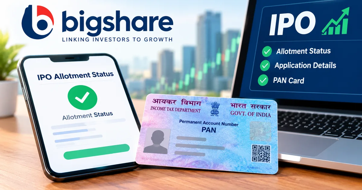Person checking Bigshare IPO allotment status 2026 on smartphone