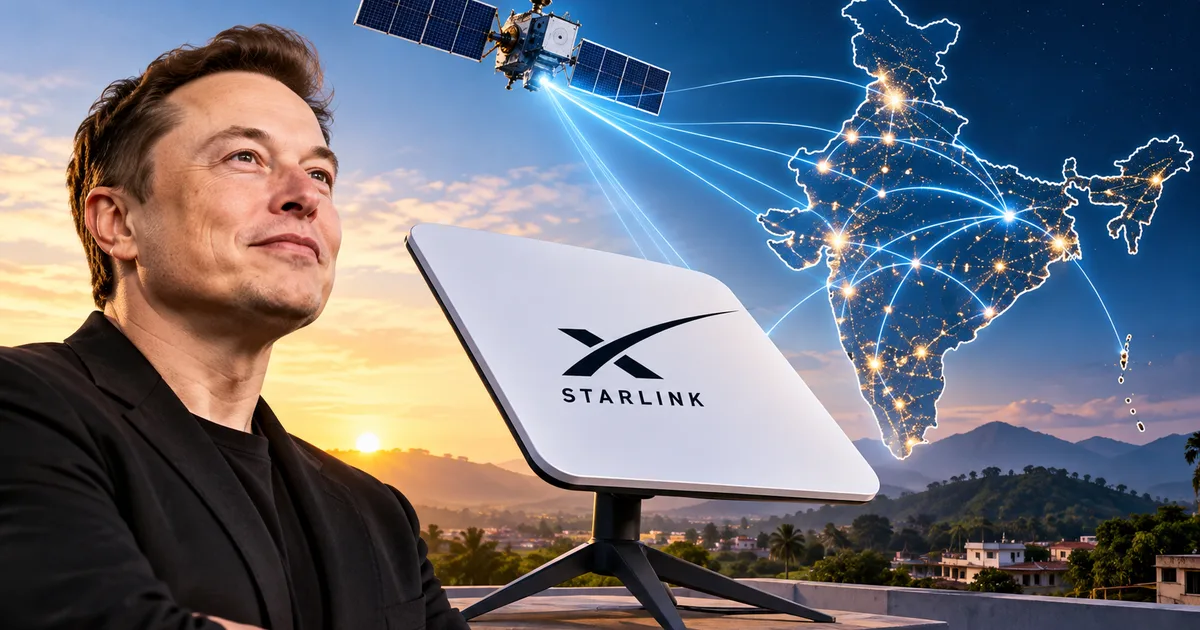 Starlink dish set up on an Indian rooftop