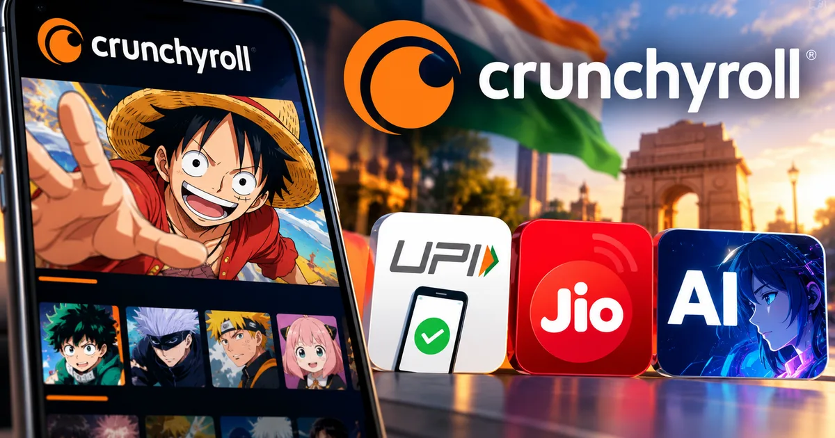 Anime watching on mobile with Crunchyroll India 2026 update featuring UPI AutoPay