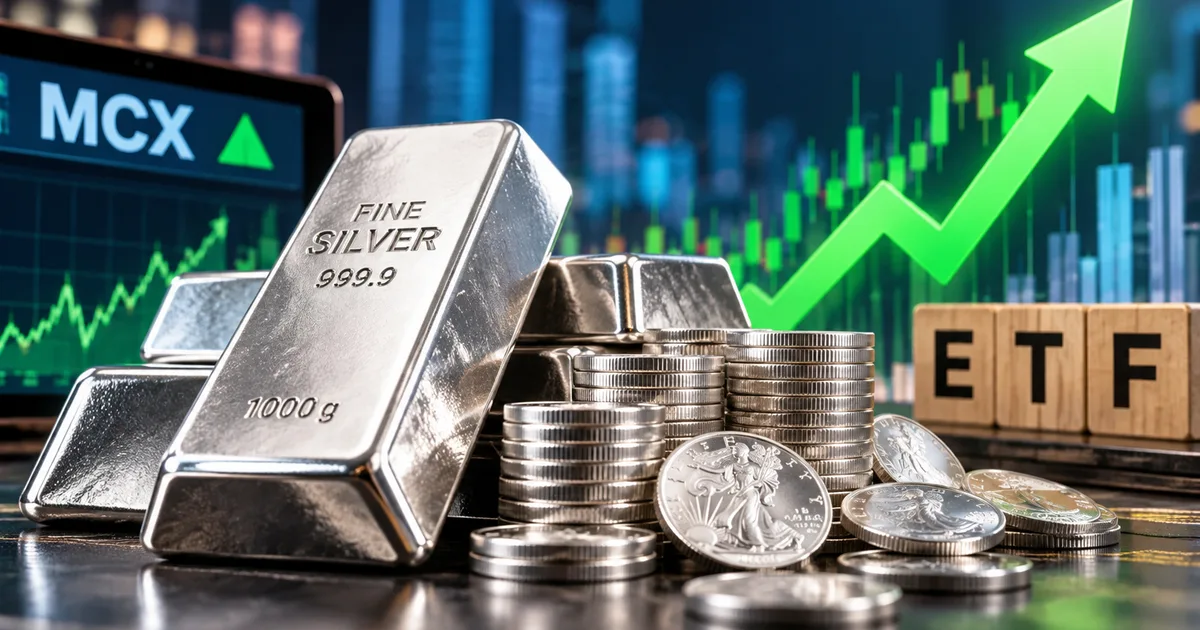 MCX silver trading chart on laptop screen showing price surge in October 2026