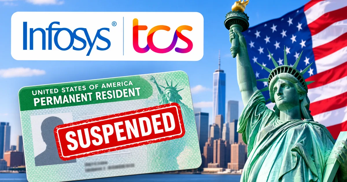Indian tech professionals checking US green card suspension 2026 news on smartphones