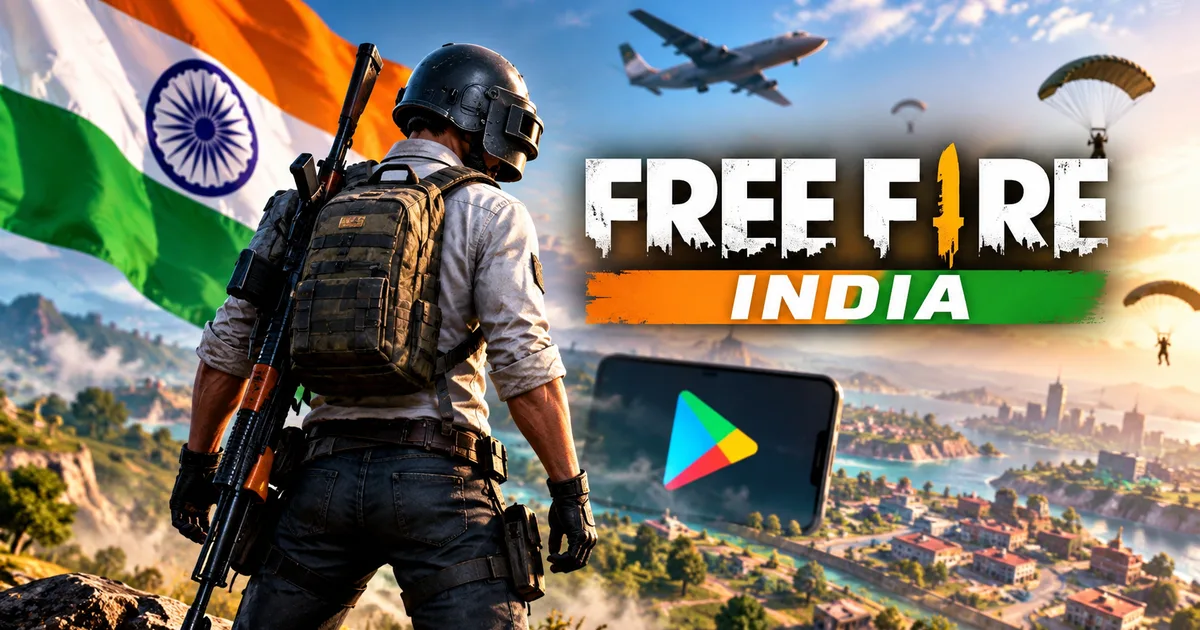 Free Fire India launch date banner showing Indian cloud servers and gameplay