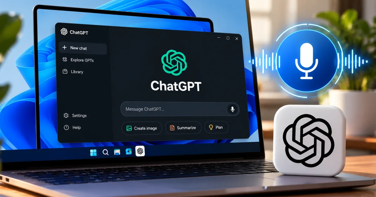 ChatGPT Windows Desktop App 2026 interface on a laptop