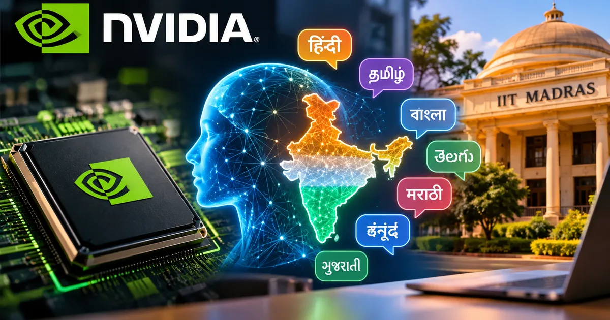 NVIDIA Nemotron Indic AI 2026 architecture diagram showing 22 Indian languages and IIT Madras AI4Bharat models