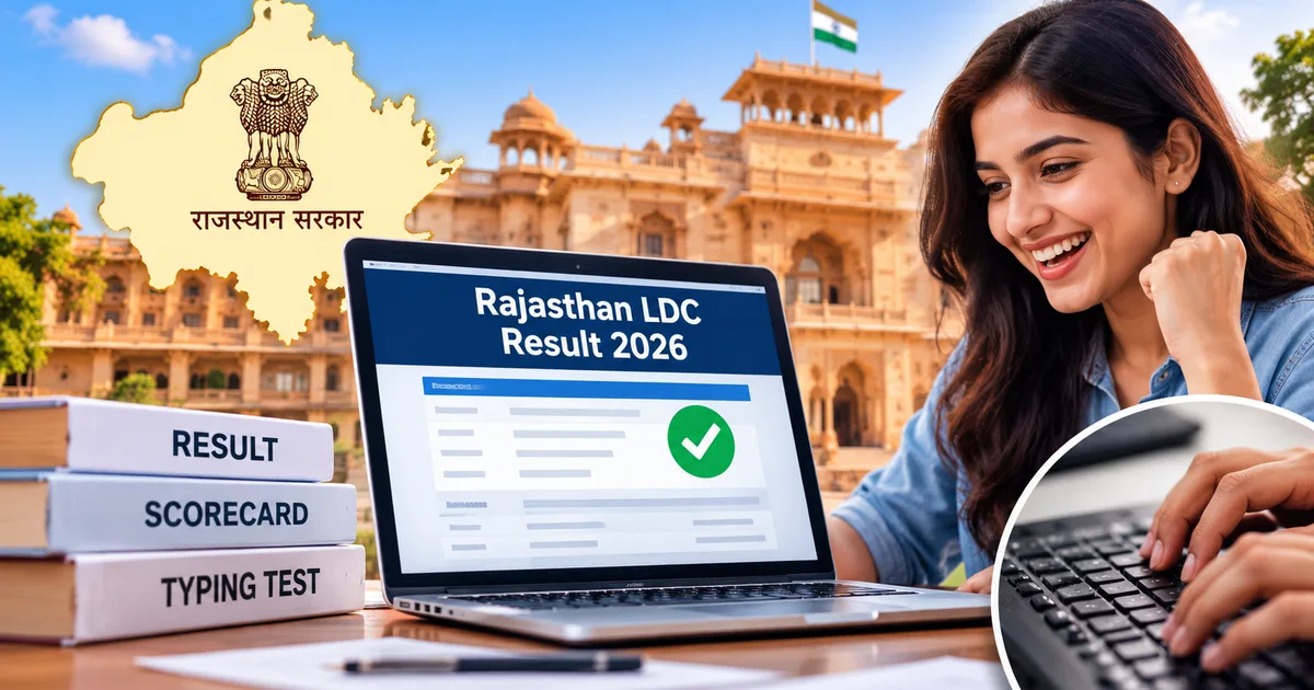 Rajasthan LDC Result 2026 scorecard download on computer screen