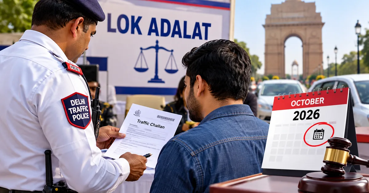 Delhi Traffic Police Lok Adalat October 2026 token booking and challan settlement process