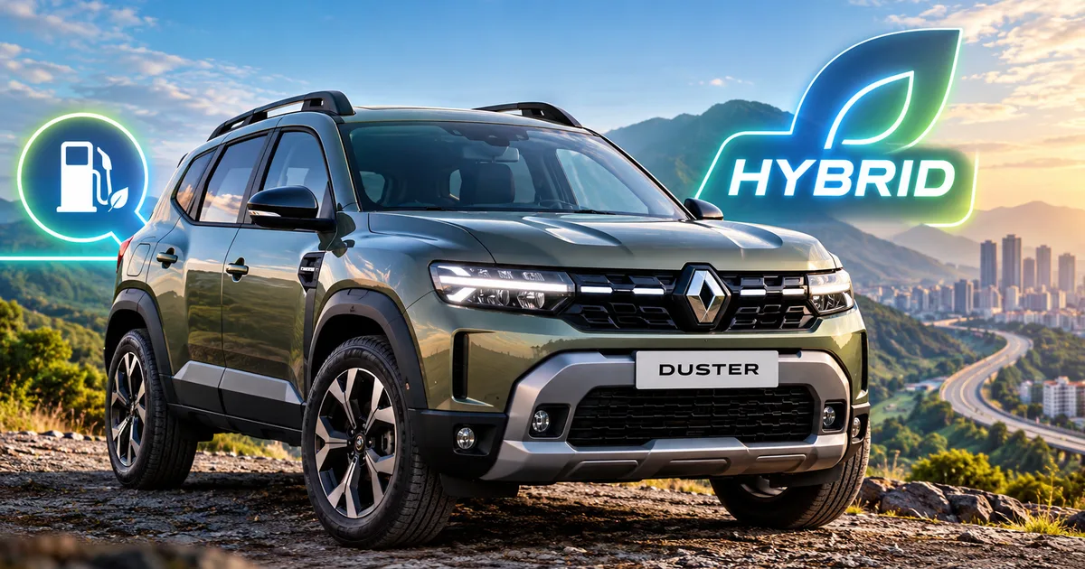 2026 Renault Duster Hybrid SUV parked outdoors showing front grille and design