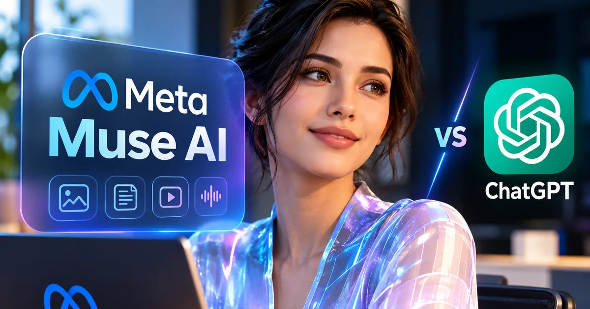 Meta Muse AI agent running on a Windows PC and Muse Charm device next to a smartphone