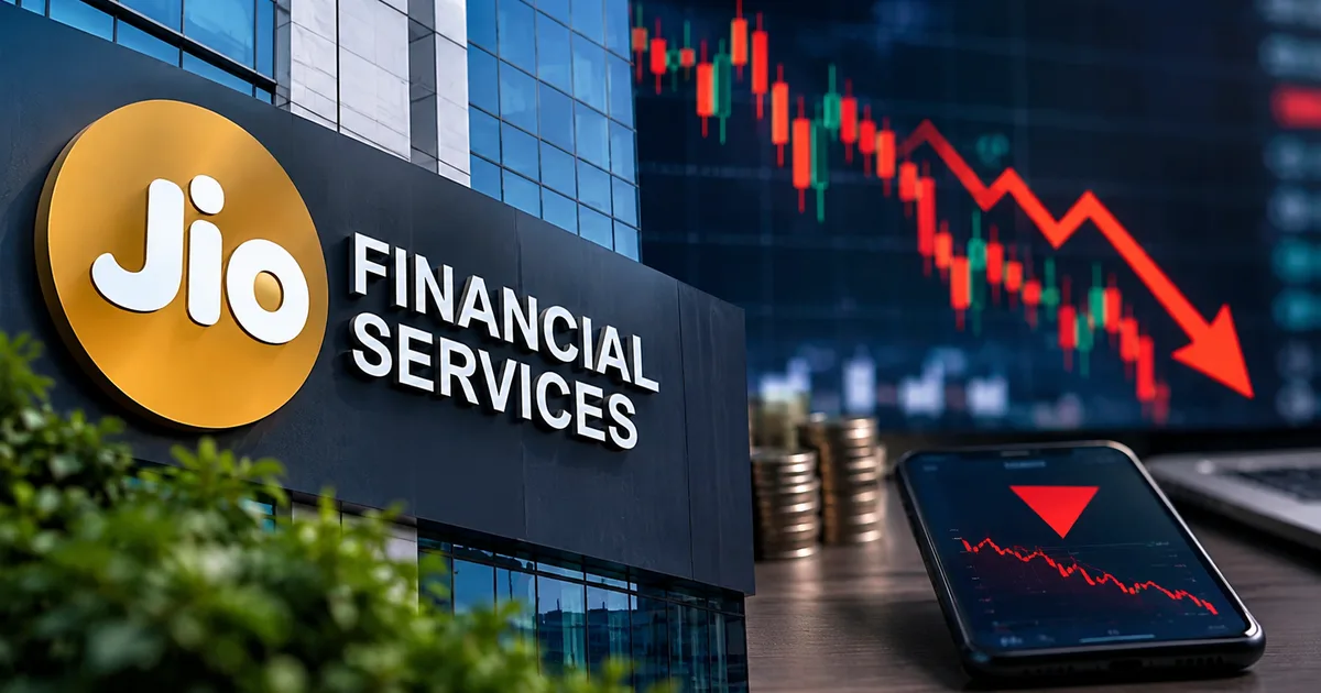 Jio Financial Services share price chart and digital finance app