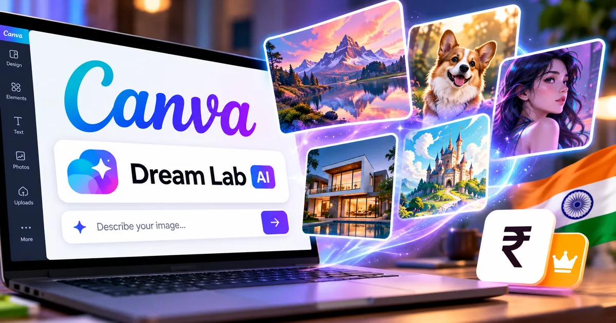 Canva Dream Lab AI workspace interface showing text to image generation tools