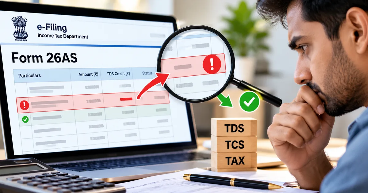 Screenshot walkthrough of resolving an Income Tax Form 26AS mismatch and responding to demand notices online