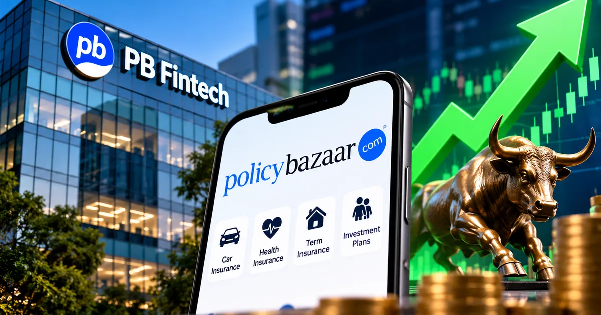 PB Fintech share price chart showing Policybazaar Q2 2026 results impact